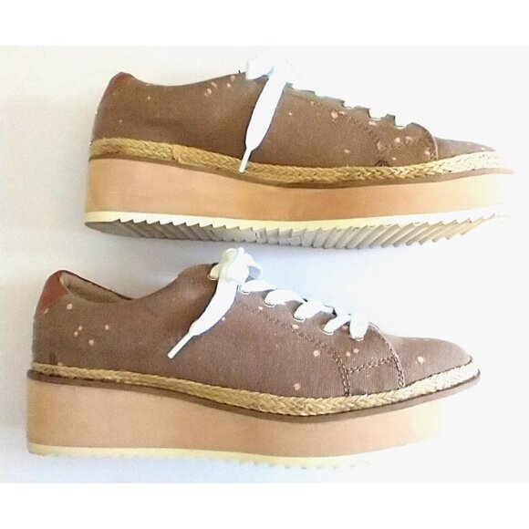 Dolce Vita Sneakers Tomas Rope Canvas Taupe Paint Splatter Platform Shoes - 8M - Picture 1 of 8